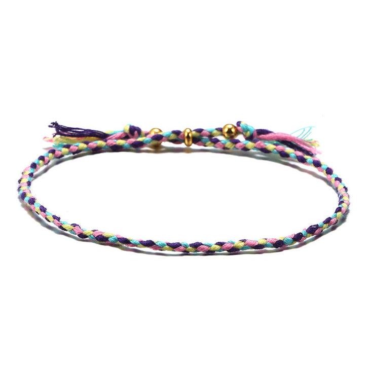 Buddha Stones, handgefertigt, buntes Seil, geflochtene Quaste, verstellbares Harmonie-Armband - Lila Blau (Handgelenkumfang 14-20 cm) - image 9