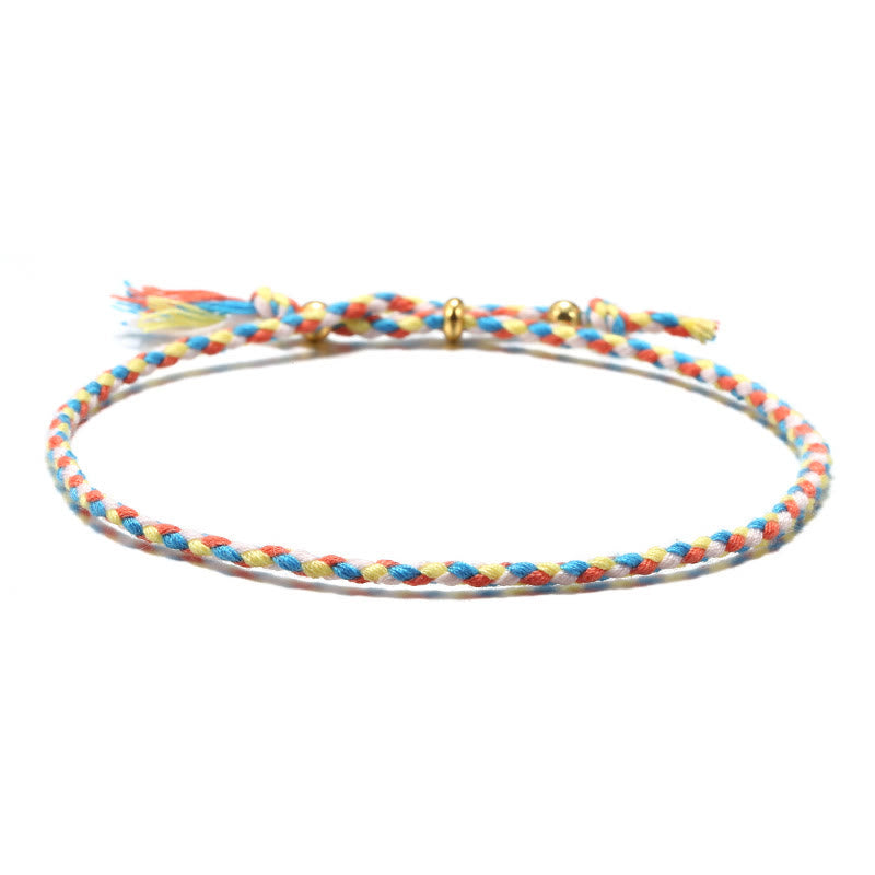 Buddha Stones, handgefertigt, buntes Seil, geflochtene Quaste, verstellbares Harmonie-Armband - Gelb Blau Orange (Handgelenkumfang 14-20 cm) - image 10