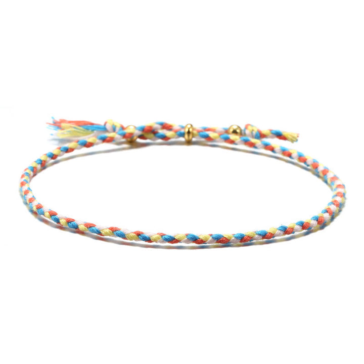 Buddha Stones, handgefertigt, buntes Seil, geflochtene Quaste, verstellbares Harmonie-Armband - Gelb Blau Orange (Handgelenkumfang 14-20 cm) - image 10