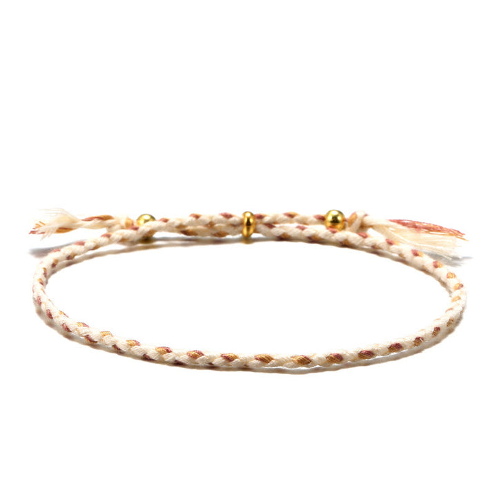 Buddha Stones, handgefertigt, buntes Seil, geflochtene Quaste, verstellbares Harmonie-Armband - Beige (Handgelenkumfang 14-20 cm) - image 12