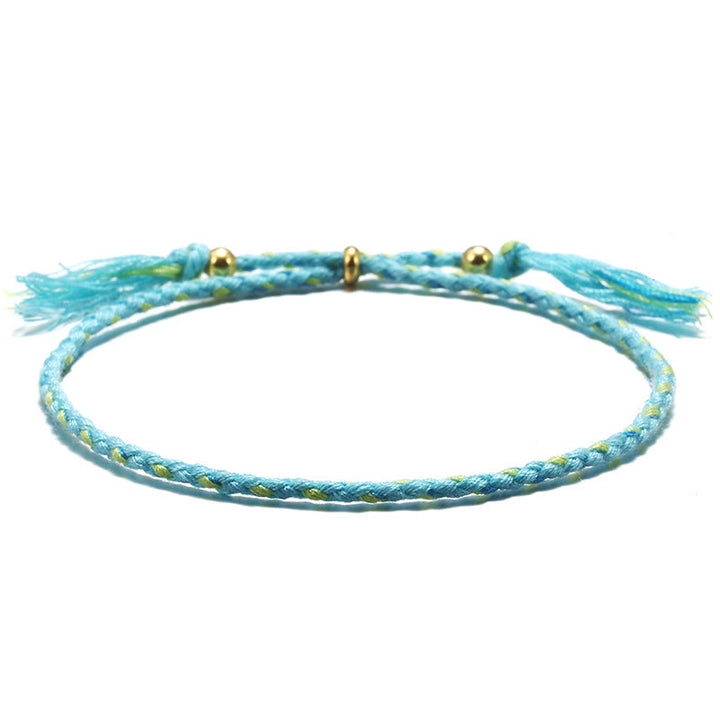 Buddha Stones, handgefertigt, buntes Seil, geflochtene Quaste, verstellbares Harmonie-Armband - Blau (Handgelenkumfang 14-20 cm) - image 13