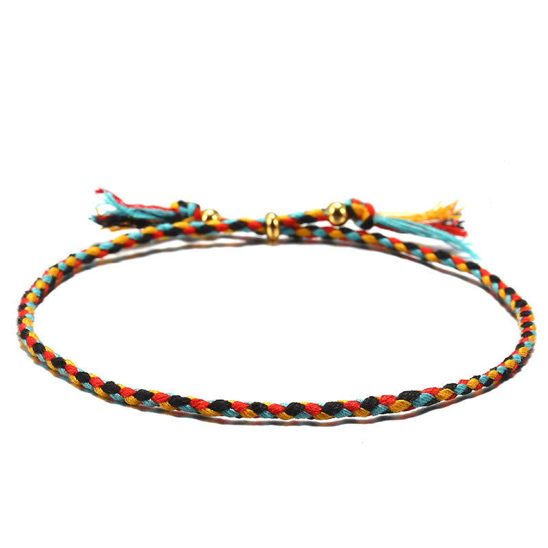 Buddha Stones, handgefertigt, buntes Seil, geflochtene Quaste, verstellbares Harmonie-Armband - Rot Blau Beige (Handgelenkumfang 14-20 cm) - image 11