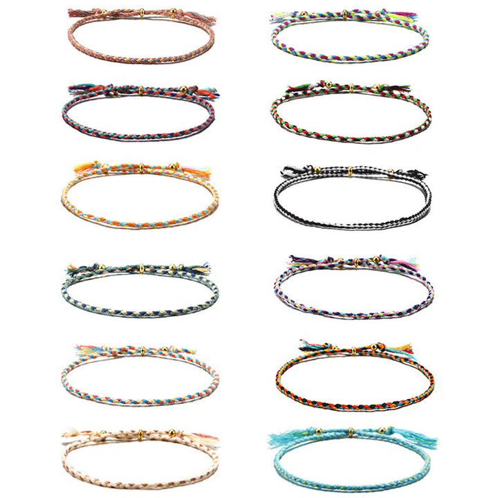 Buddha Stones, handgefertigt, buntes Seil, geflochtene Quaste, verstellbares Harmonie-Armband - 12-teiliges Set (Handgelenkumfang 14-20 cm) - image 14
