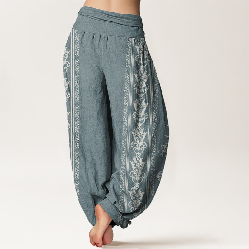 Haremshose mit elastischer Taille für Damen, Buddha Stones, Lotusblumen, Doppel-Dorje, Vajra, Namaste, Om-Design - image 6