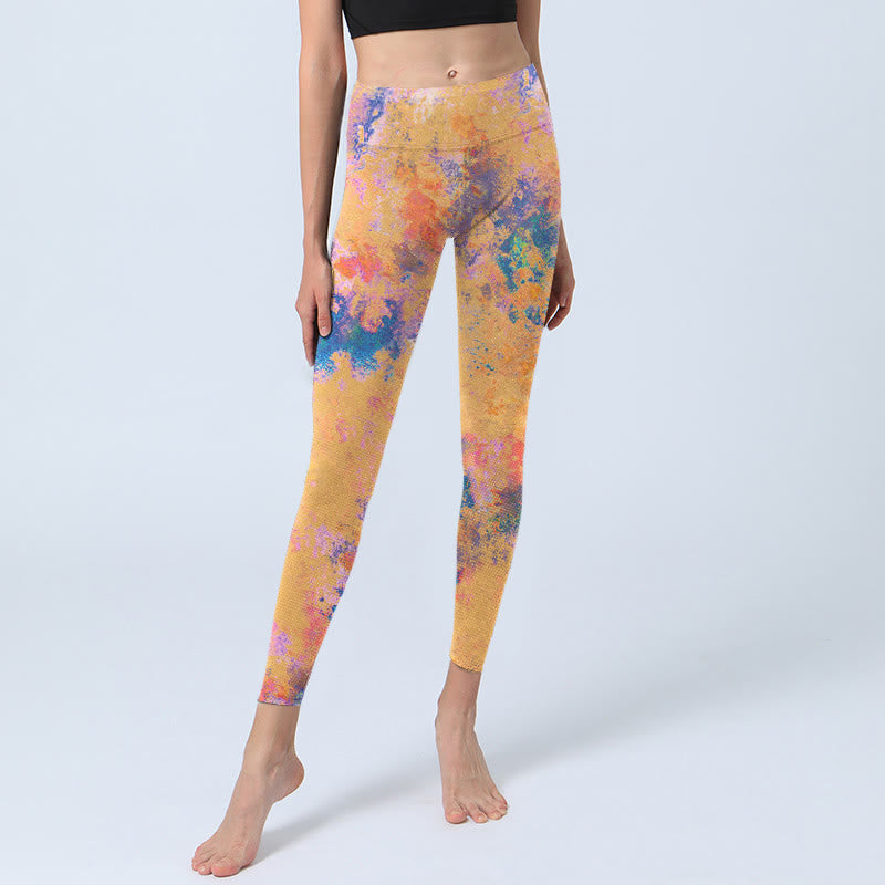 Buddha Stones, leuchtend gelb, abstraktes Aquarell-Muster, Druck, Leggings für Damen, Yogahose - image 5