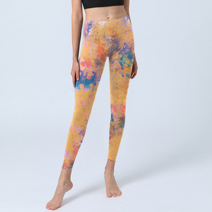 Buddha Stones, leuchtend gelb, abstraktes Aquarell-Muster, Druck, Leggings für Damen, Yogahose - image 5