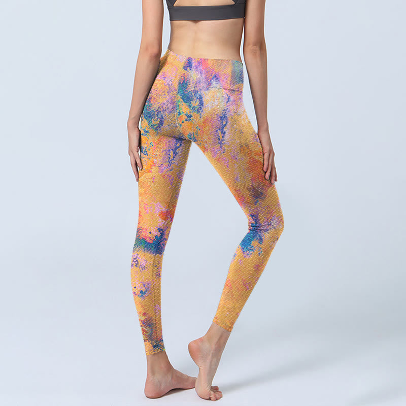 Buddha Stones, leuchtend gelb, abstraktes Aquarell-Muster, Druck, Leggings für Damen, Yogahose - image 5