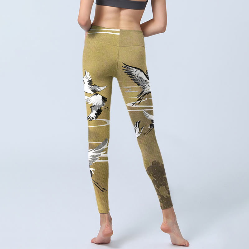 Buddha Stones ​​Bäume Wolke Mandschurenkranich Muster Druck Gym Leggings frauen Yoga Hosen - image 6