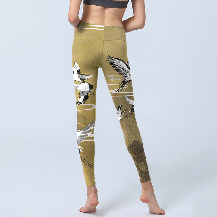 Buddha Stones ​​Bäume Wolke Mandschurenkranich Muster Druck Gym Leggings frauen Yoga Hosen - image 7