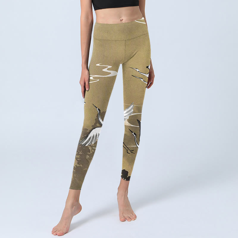 Buddha Stones ​​Bäume Wolke Mandschurenkranich Muster Druck Gym Leggings frauen Yoga Hosen - image 6