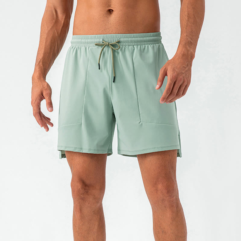 Buddha Stones Herren Lässige, schnelltrocknende Sport-Shorts mit Taschen