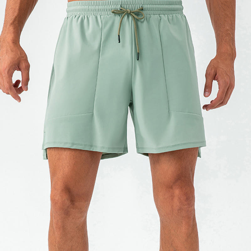 Buddha Stones Herren Lässige, schnelltrocknende Sport-Shorts mit Taschen