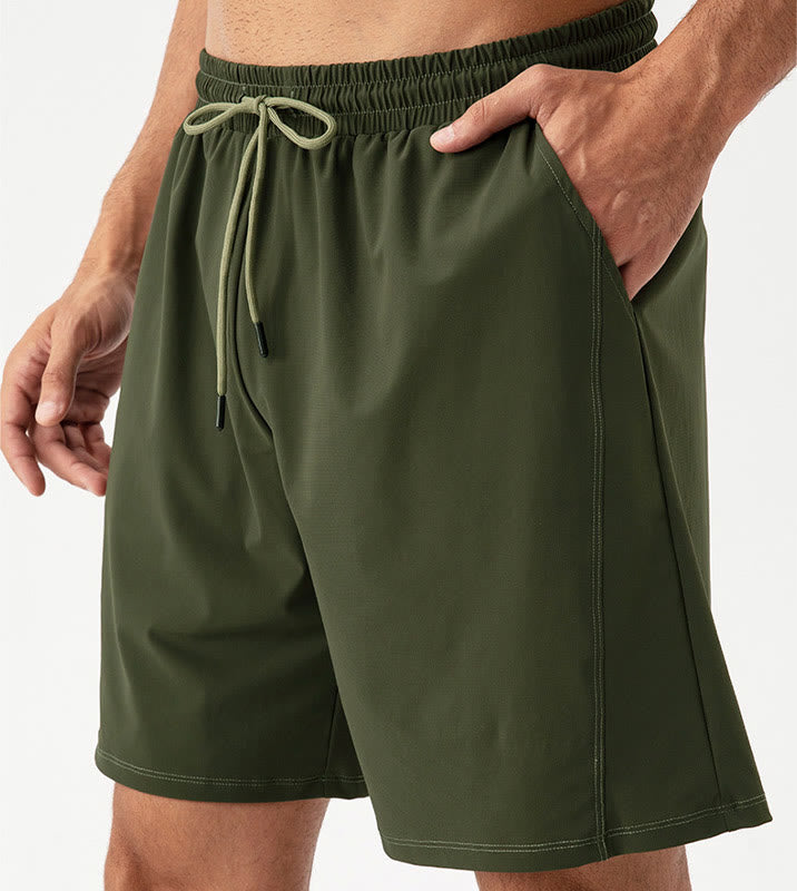Buddha Stones Herren-Shorts, lässig, atmungsaktiv, locker, Nylon, schnelltrocknend, mit Taschen