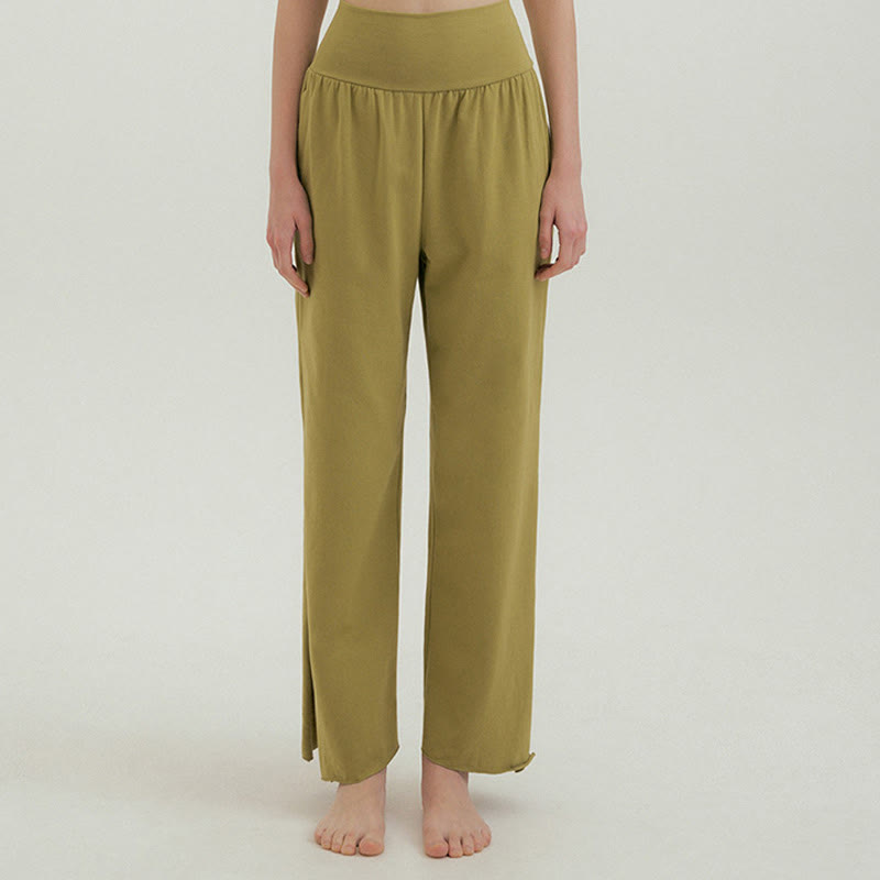 Buddha Stones Lässige, lockere, zum Festbinden geeignete, schlichte, hoch taillierte Leica-Hose für Damen mit Taschen - Olivgrün - US4， UK/AU8，EU36 (L) - image 38
