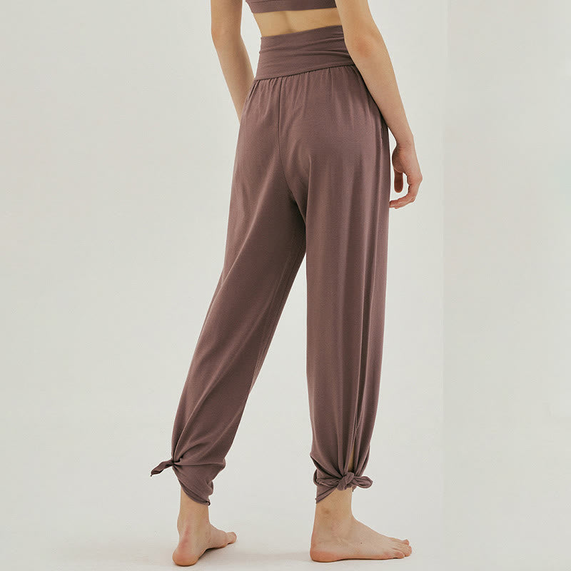 Buddha Stones Lässige, lockere, zum Festbinden geeignete, schlichte, hoch taillierte Leica-Hose für Damen mit Taschen - image 29
