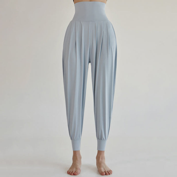 Buddha Stones Lässige, einfarbige, hohe Taille, schnelltrocknende Leica-Hose für Damen mit Taschen - Hellblau - US4, UK/AU8, EU36 (L) - image 8