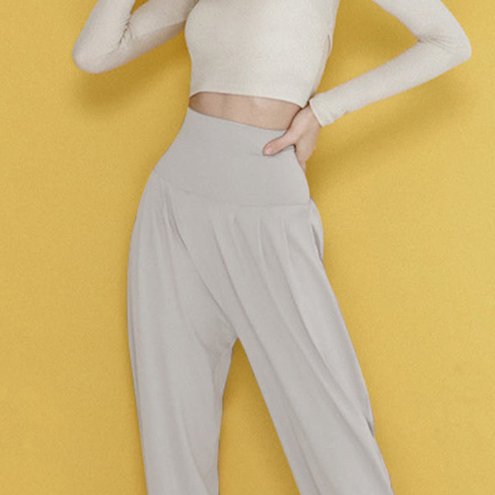 Buddha Stones Lässige, einfarbige, hohe Taille, schnelltrocknende Leica-Hose für Damen mit Taschen - image 40