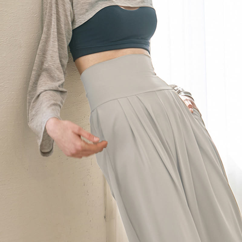 Buddha Stones Lässige, einfarbige, hohe Taille, schnelltrocknende Leica-Hose für Damen mit Taschen - image 42