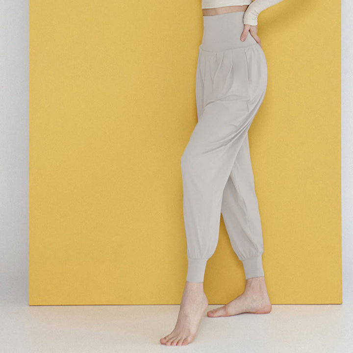 Buddha Stones Lässige, einfarbige, hohe Taille, schnelltrocknende Leica-Hose für Damen mit Taschen - image 37