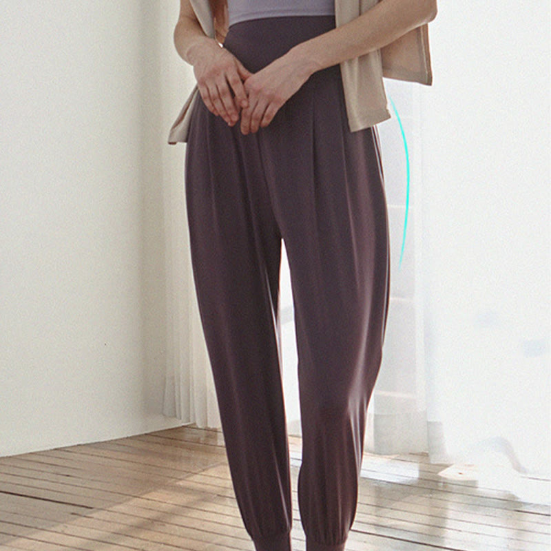 Buddha Stones Lässige, einfarbige, hohe Taille, schnelltrocknende Leica-Hose für Damen mit Taschen - image 15