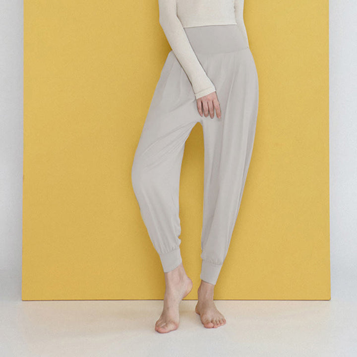 Buddha Stones Lässige, einfarbige, hohe Taille, schnelltrocknende Leica-Hose für Damen mit Taschen - image 38