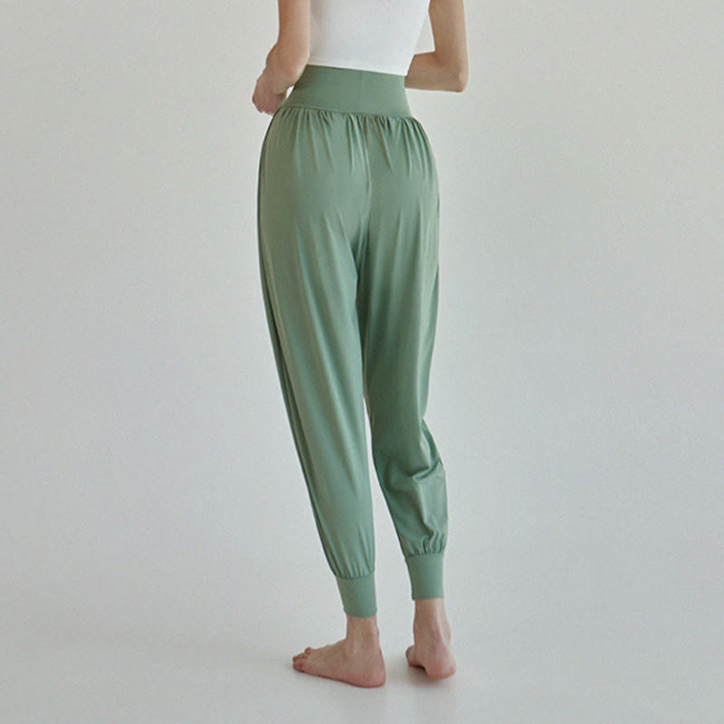 Buddha Stones Lässige, einfarbige, hohe Taille, schnelltrocknende Leica-Hose für Damen mit Taschen - image 28