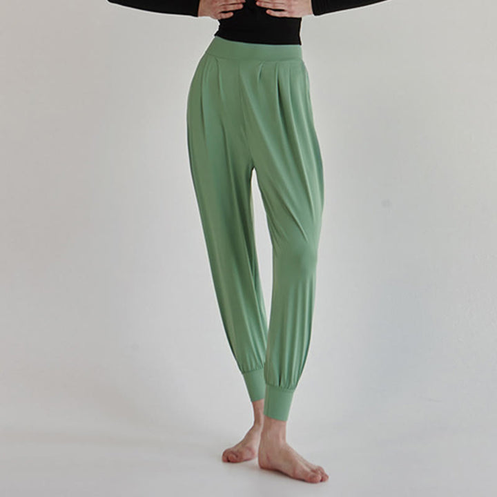 Buddha Stones Lässige, einfarbige, hohe Taille, schnelltrocknende Leica-Hose für Damen mit Taschen - image 29