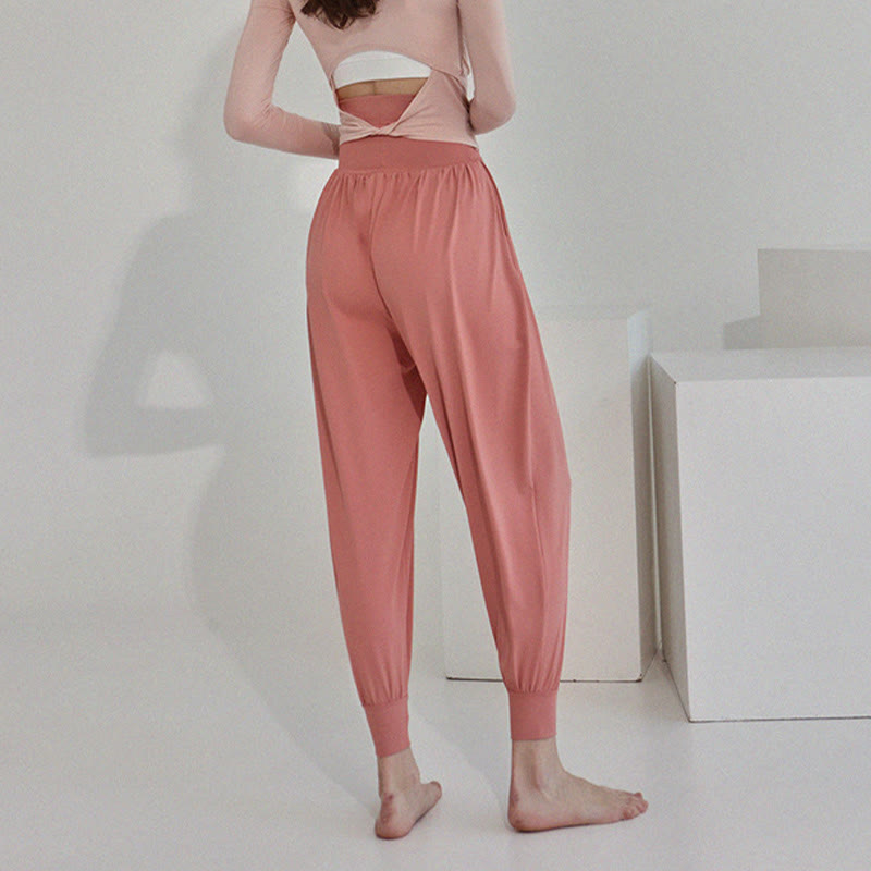 Buddha Stones Lässige, einfarbige, hohe Taille, schnelltrocknende Leica-Hose für Damen mit Taschen - image 25