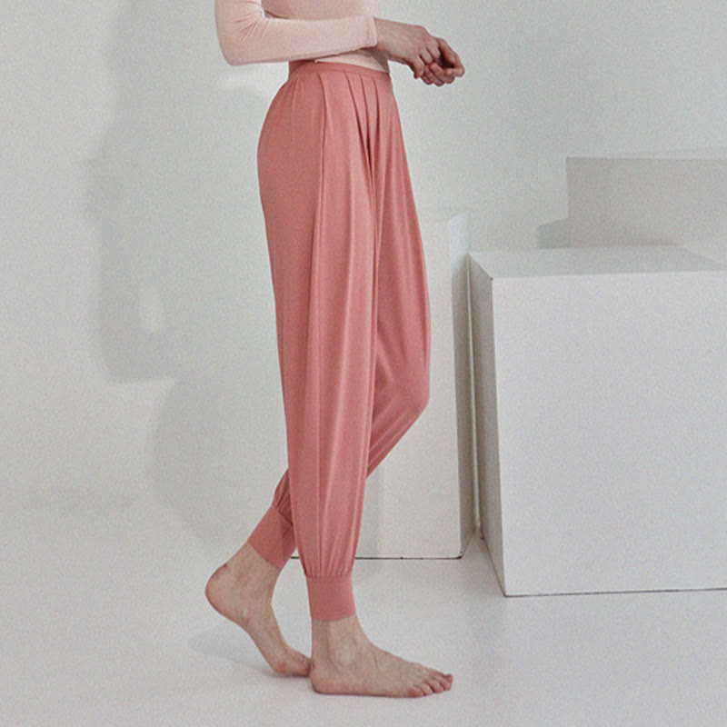 Buddha Stones Lässige, einfarbige, hohe Taille, schnelltrocknende Leica-Hose für Damen mit Taschen - image 26