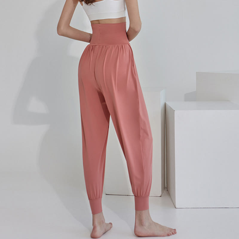 Buddha Stones Lässige, einfarbige, hohe Taille, schnelltrocknende Leica-Hose für Damen mit Taschen - image 24