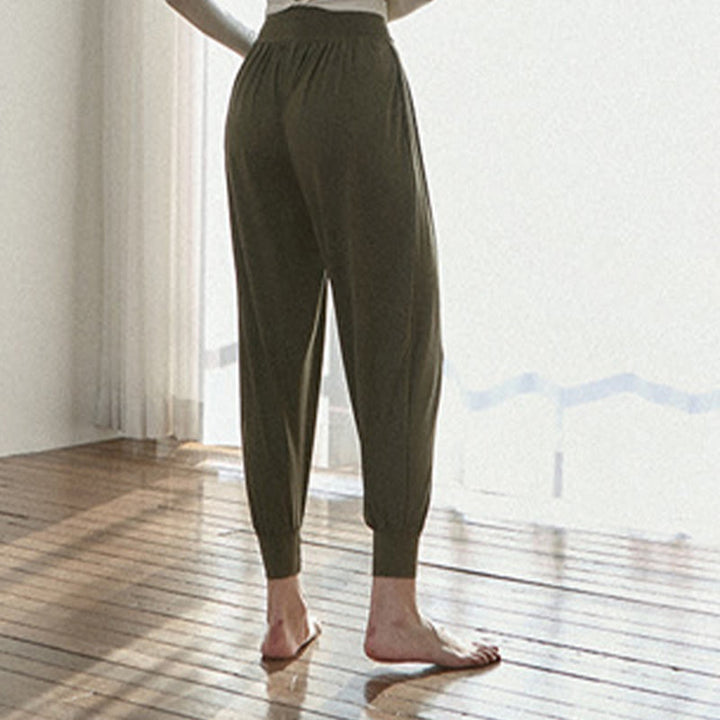 Buddha Stones Lässige, einfarbige, hohe Taille, schnelltrocknende Leica-Hose für Damen mit Taschen - image 3