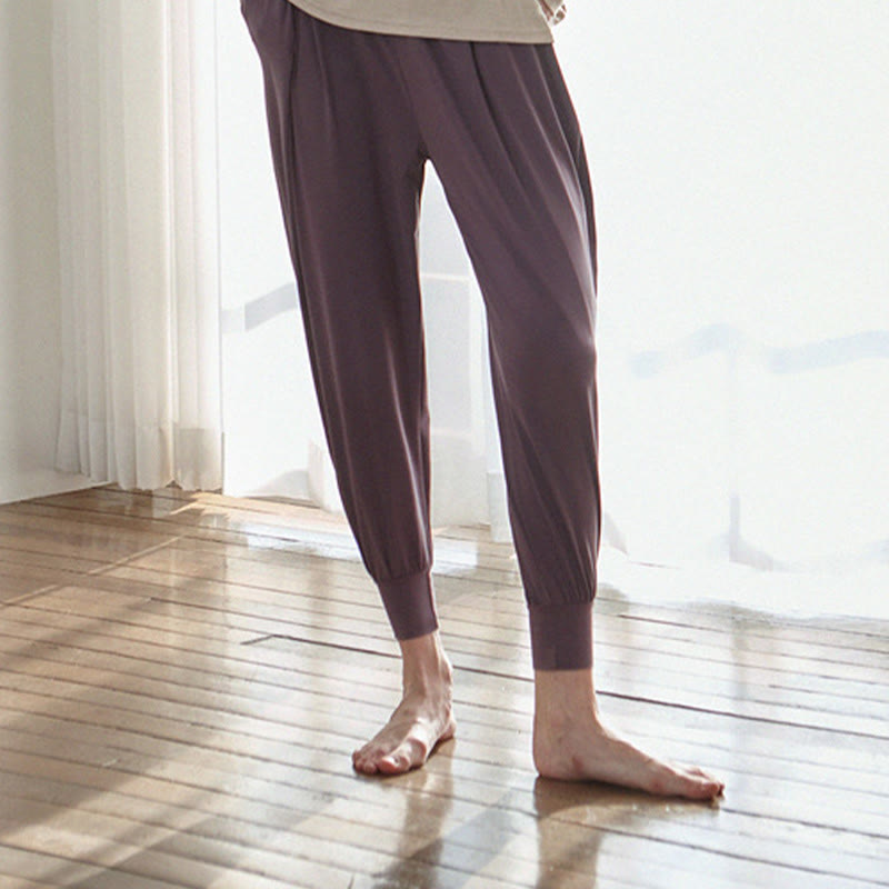 Buddha Stones Lässige, einfarbige, hohe Taille, schnelltrocknende Leica-Hose für Damen mit Taschen - image 17