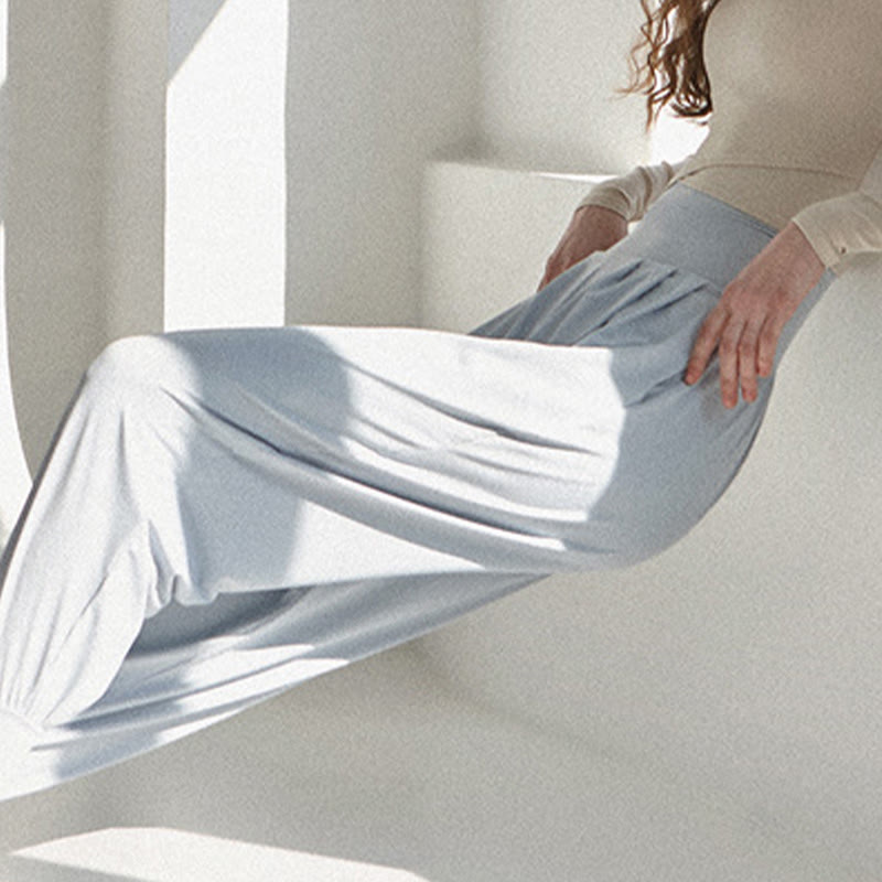 Buddha Stones Lässige, einfarbige, hohe Taille, schnelltrocknende Leica-Hose für Damen mit Taschen - image 12