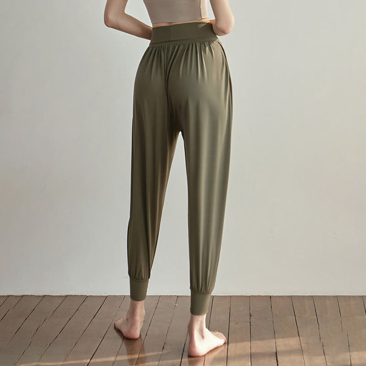 Buddha Stones Lässige, einfarbige, hohe Taille, schnelltrocknende Leica-Hose für Damen mit Taschen - image 6