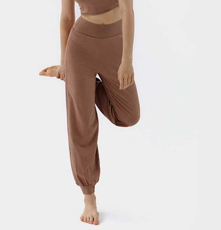 Buddha Stones Lässige, einfarbige, hohe Taille, schnelltrocknende Leica-Hose für Damen