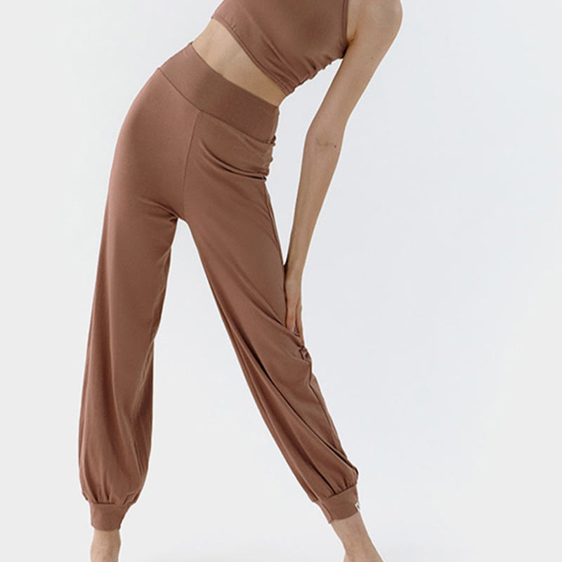 Buddha Stones Lässige, einfarbige, hohe Taille, schnelltrocknende Leica-Hose für Damen - image 1