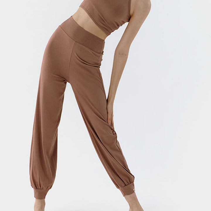 Buddha Stones Lässige, einfarbige, hohe Taille, schnelltrocknende Leica-Hose für Damen - image 1