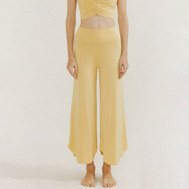 Buddha Stones Lässige, einfarbige, lockere, unregelmäßige, geometrische Saumhose für Damen Leica mit weitem Bein - Khaki - US4， UK/AU8，EU36 (L) - image 6