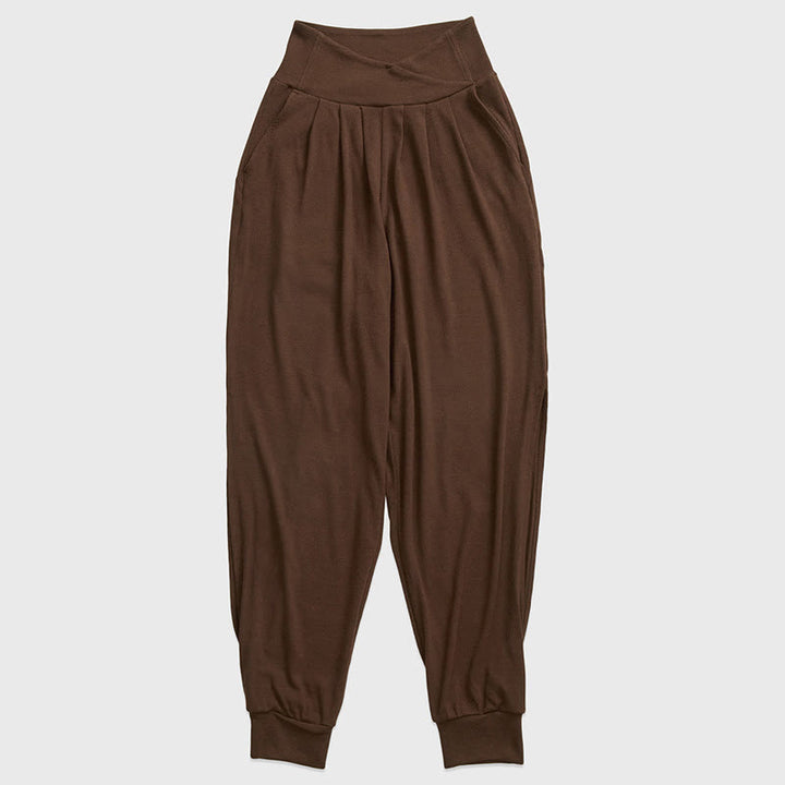 Buddha Stones Lässige, schlichte Spandex-Hose für Damen mit Schlitz am Saum und Taschen - Sattelbraun - US6, UK/AU10, EU38 (XL) - image 11