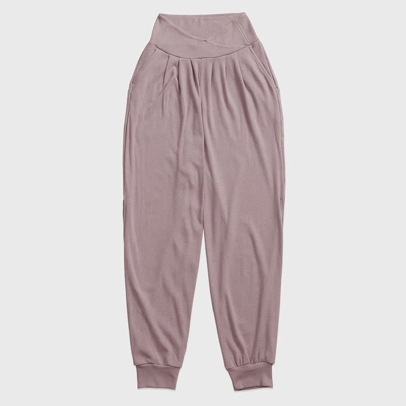 Buddha Stones Lässige, schlichte Spandex-Hose für Damen mit Schlitz am Saum und Taschen - image 1
