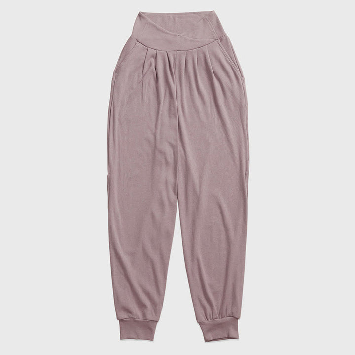 Buddha Stones Lässige, schlichte Spandex-Hose für Damen mit Schlitz am Saum und Taschen - image 1