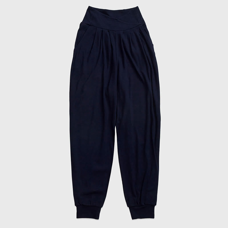 Buddha Stones Lässige, schlichte Spandex-Hose für Damen mit Schlitz am Saum und Taschen - Mitternachtsblau - US6, UK/AU10, EU38 (XL) - image 13