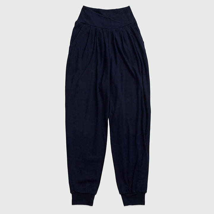 Buddha Stones Lässige, schlichte Spandex-Hose für Damen mit Schlitz am Saum und Taschen - Mitternachtsblau - US6， UK/AU10，EU38 (XL) - image 14