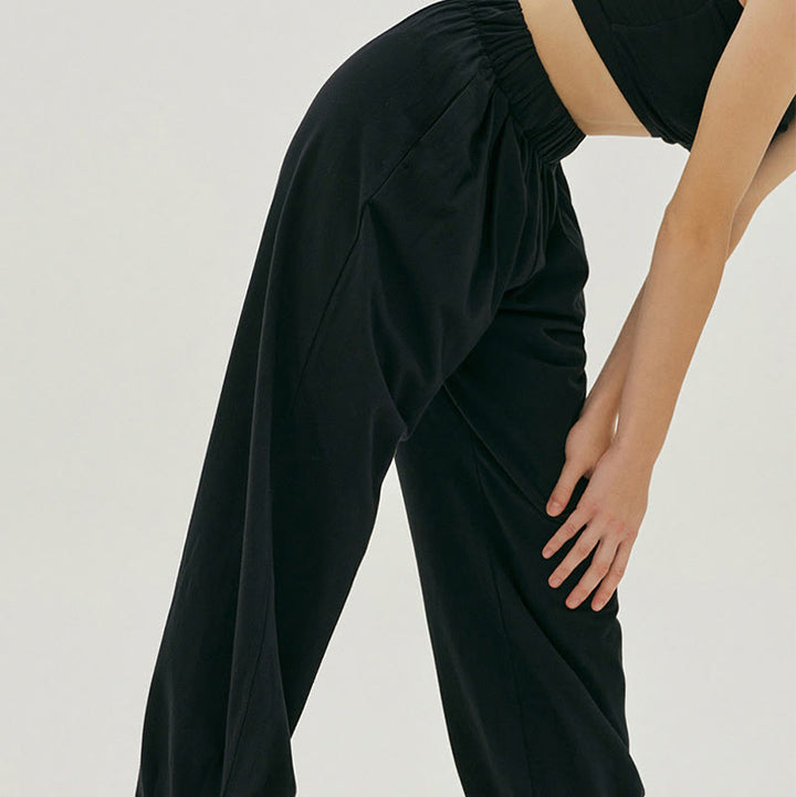 Buddha Stones Lässige, schlichte, atmungsaktive, lockere Leica-Haremshose für Damen mit Taschen - image 9