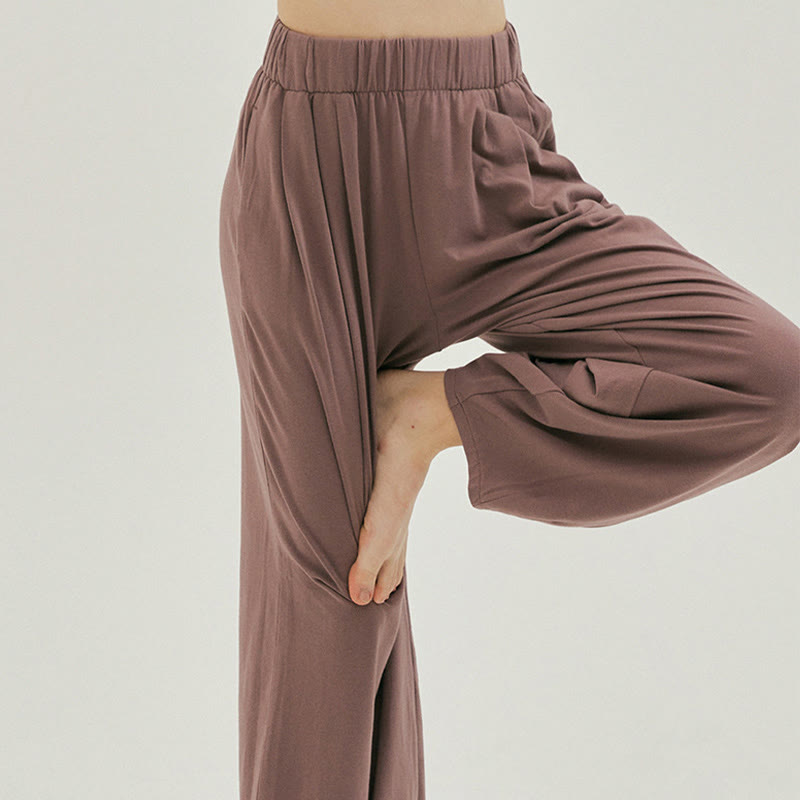 Buddha Stones Lässige, schlichte, atmungsaktive, lockere Leica-Haremshose für Damen mit Taschen - image 24