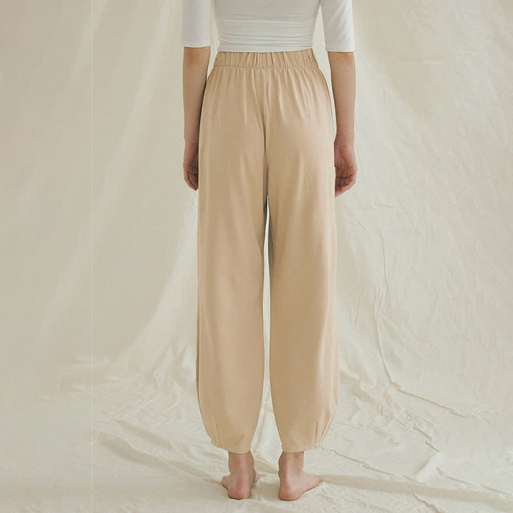 Buddha Stones Lässige, schlichte, atmungsaktive, lockere Leica-Haremshose für Damen mit Taschen - image 1