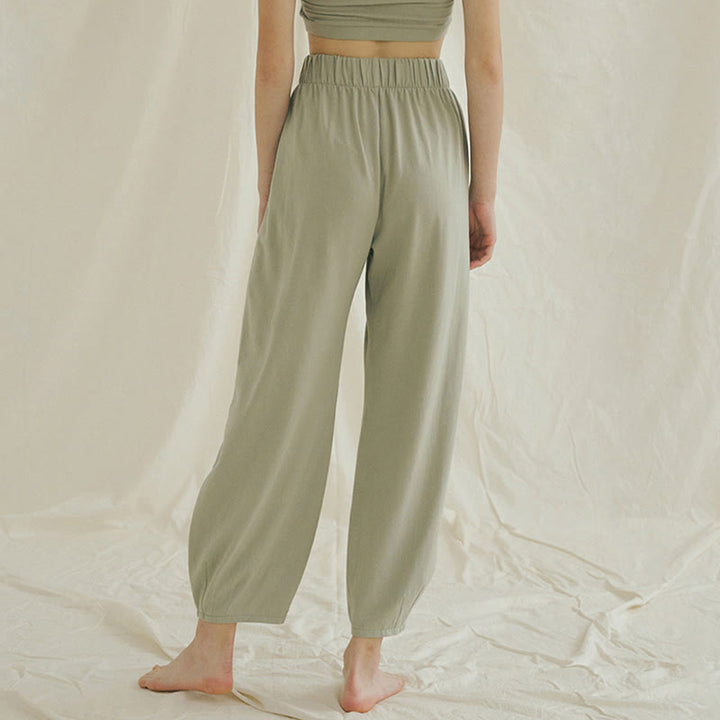 Buddha Stones Lässige, schlichte, atmungsaktive, lockere Leica-Haremshose für Damen mit Taschen - image 18