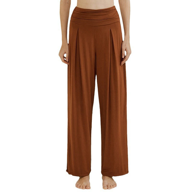 Buddha Stones Lässige, einfarbige, hohe Taille, lockere Passform, Leica-Hose mit weitem Bein für Damen