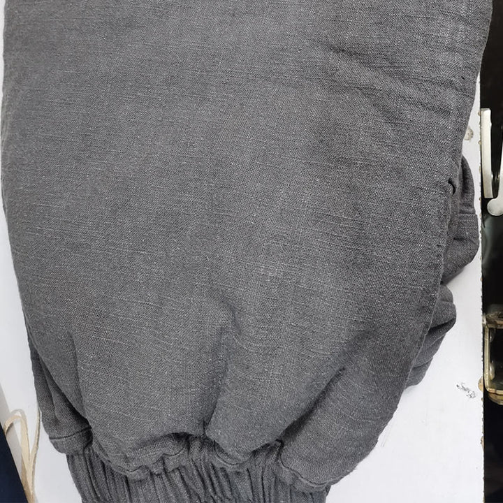Buddha Stones Lässige, schlichte, lockere, gerade geschnittene Hose aus Ramie-Baumwolle für Damen mit weitem Bein und Taschen