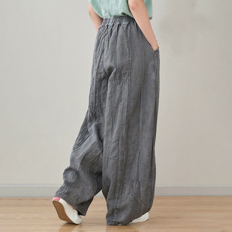 Buddha Stones Lässige, schlichte, lockere Batik-Ramiehose für Damen im Used-Look mit Taschen - image 8